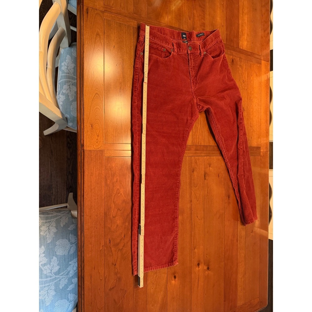 Gap Mens Straight Fit Corduroy Pants Rust Red 35x30 Ribbed 5-Pocket Cords - Picture 4 of 7